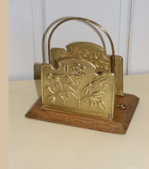Edwardian Embossed Brass Letter Rack